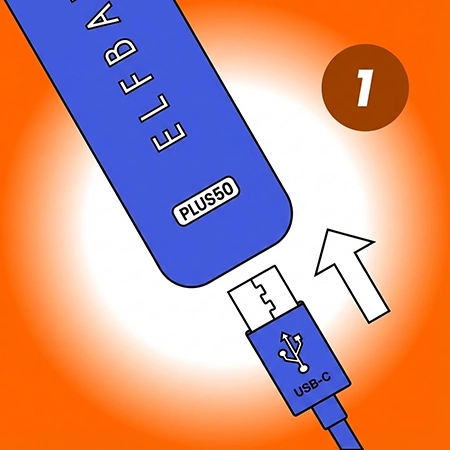 Charge Your Elf Bar Plus 50 Use a USB-C cable to charge your device. The white light will turn on when your kit is charging.