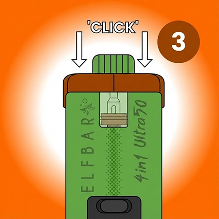 Push Both Refill Containers In The Top Of The Device Make sure the pod labelled with an L is on the left side, and the R labelled pod is on the right.