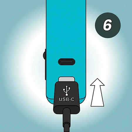 Charge Your Elf Bar Dual 10K When your Elf Bar Dual 10K is running low on charge, plug in a USB-C cable. The charging port is located on the side of the device.