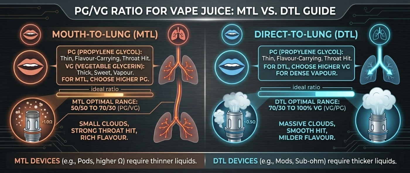 PG VG ratio for vape juice chart
