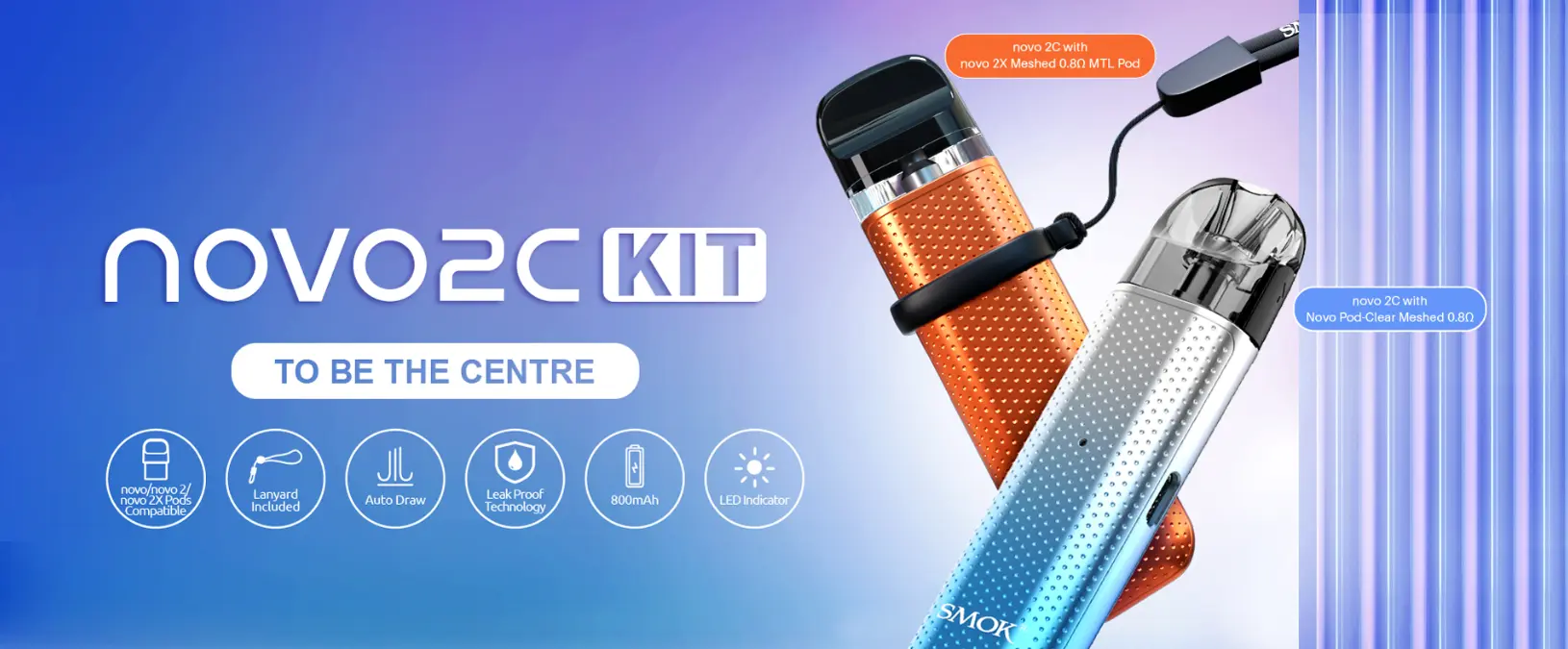 The SMOK Novo 2C Vape Kit is a compact refillable pod kit