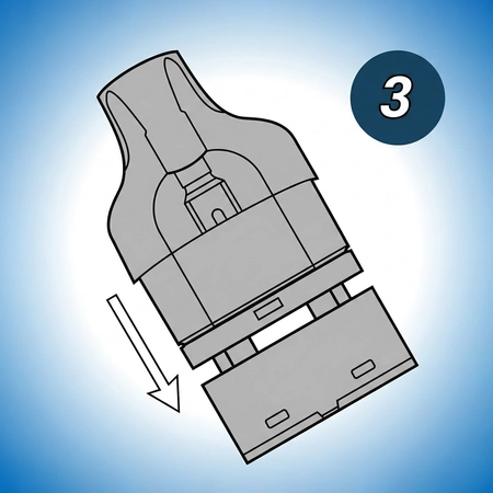 Combine Pod And Refill Container Pull the pod out of the device and attach it to the base of the refill container.