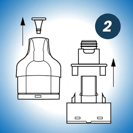 Remove Stopper From Pod & Container Remove the rubber stoppers and seals from the refill container.
