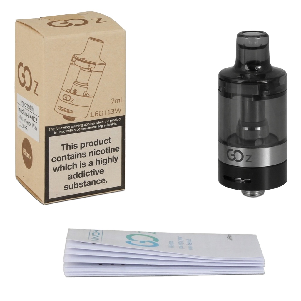 Contains: Innokin GO Z Pod Tank, 1.6 Ohm Zenith Coil, User Manual 