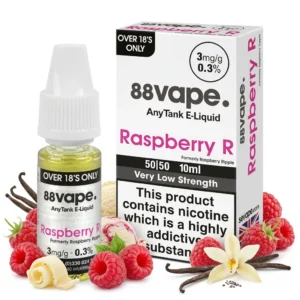Ice Cream, Raspberry, Vanilla Freebase Nicotine Vape Juice by Vapouriz