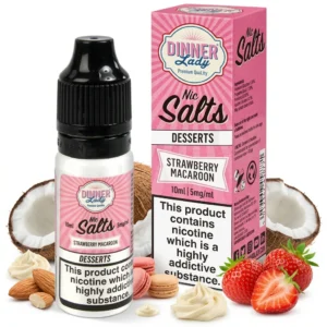 Almond, Coconut, Cream, Strawberry Salt Nicotine E-Liquid by Dinner Lady