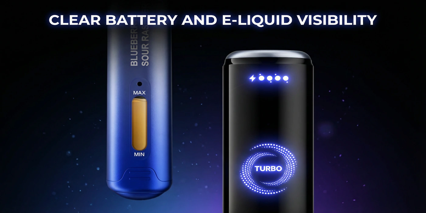 Clear Battery and E-Liquid Visibility