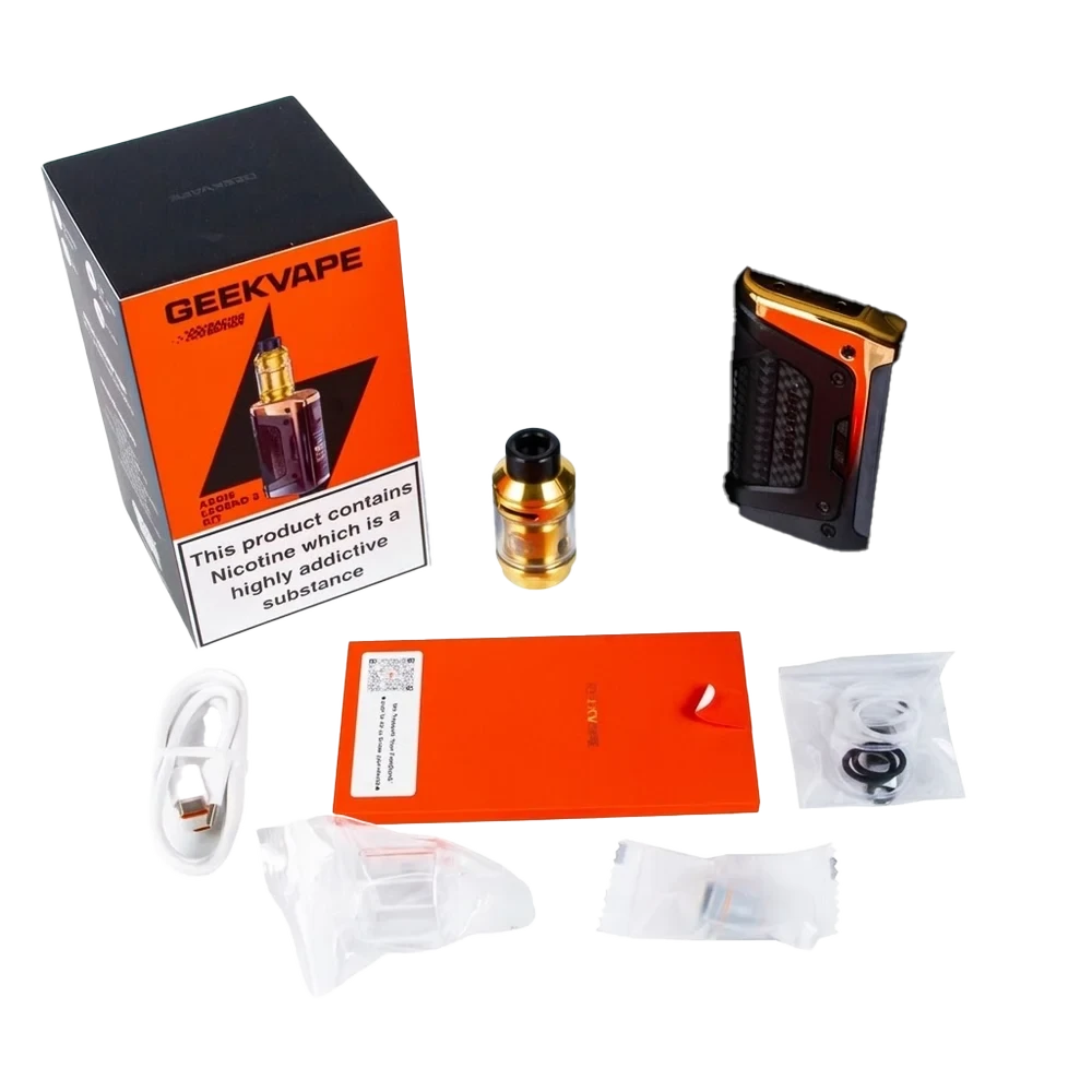 Contains 1 x Geekvape Aegis Legend 5 Mod 1 x Z Sub Ohm Tank 1 x Z 0.15ohm XM Coil 1 x Z 0.4ohm XM Coil 1 x USB-C Charging Cable 1 x User Manual 1 x Spare Parts Pack