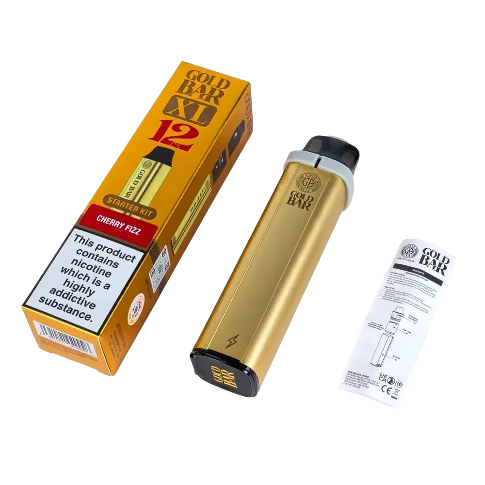 Gold Bar XL Vape Kit - What's in the Box: Gold Bar XL Device, Prefilled Pod (2ml), 10ml Refill Tank, User Manual