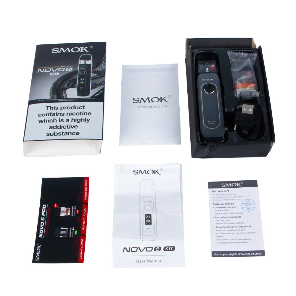 Smok Novo 6 Vape Kit What's in the Box