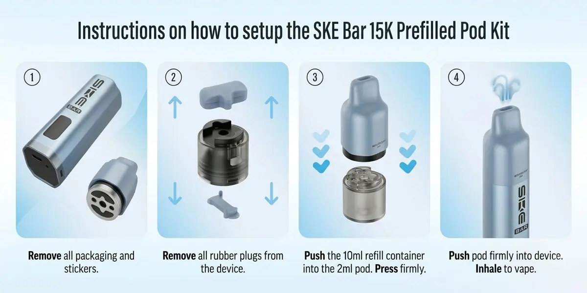 SKE Bar 15K Pod Kit setup steps
